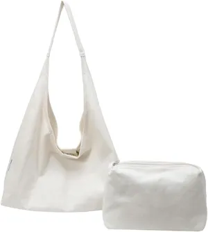 Pure Color Tote Bags for Women Trendy Shoulder Bag for Daily Life Simple Ventilate Hobo Bag with Small Purse