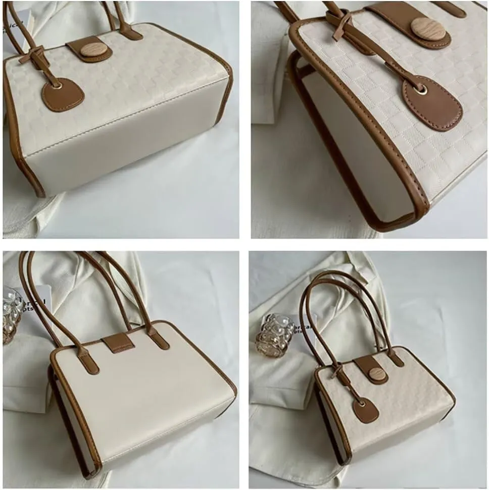 Quilted Tote Purse for Women Girls Vintage Small Top Handle Bag Casual Tote Handbag Designer Travel Shoulder Satchel