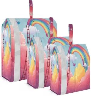 Rainbow Birds Stairway Packing Cubes for Suitcases 3 Set Compression Expandable Luggage Packing Organizers for Carry on Suitcase Travel Accessories Luggage Organizer Bags Set