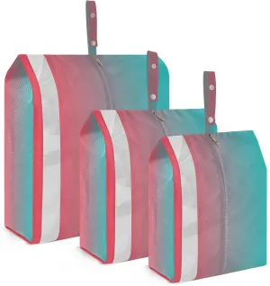 Red Pink Blue Gradient Packing Cubes for Suitcases 3 Set Lightweight Compression Luggage Packing Organizers for Carry on Suitcase Travel Accessories Luggage Organizer Bags Set