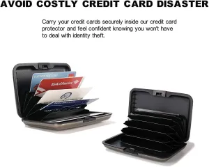RFID Blocking Credit Card Protector,RFID Blocking Aluminum Wallets for Women & Men Card Holder for Metal ID Credit Cards Case (New Upgraded) (black)
