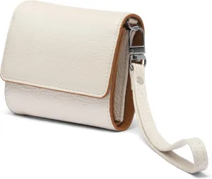 RFID-Blocking Women's Real Leather Wallet with Large Capacity and Wristlet - Small, Secure, and Chic - Conveniently Holds Cards, Cash, and Coins (All White - RFID Protected with Wristlet)