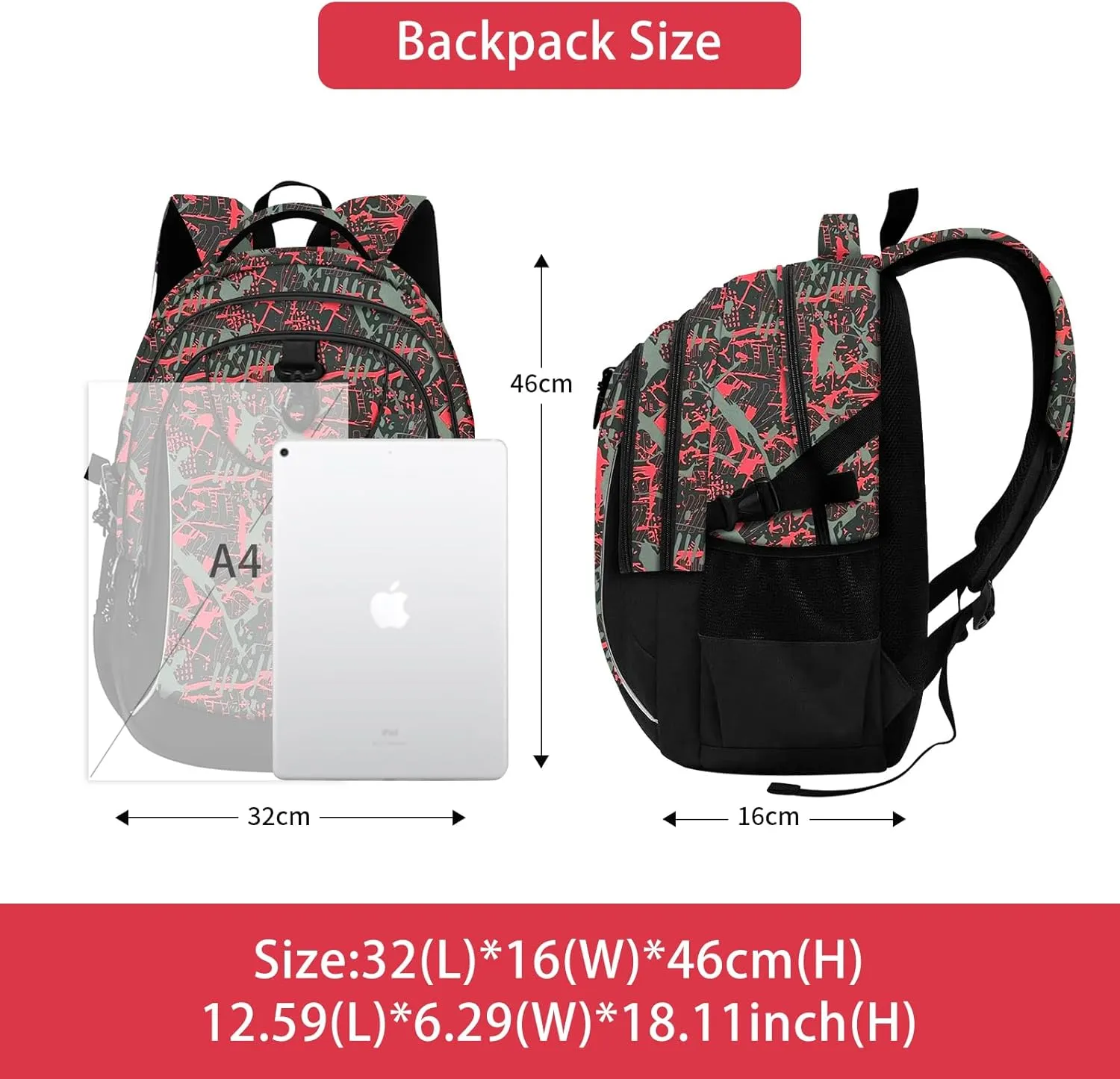 rickyh style School Backpack Travel Bag for Men & Women Lightweight College Back Pack with Laptop Compartmen (23THONG)