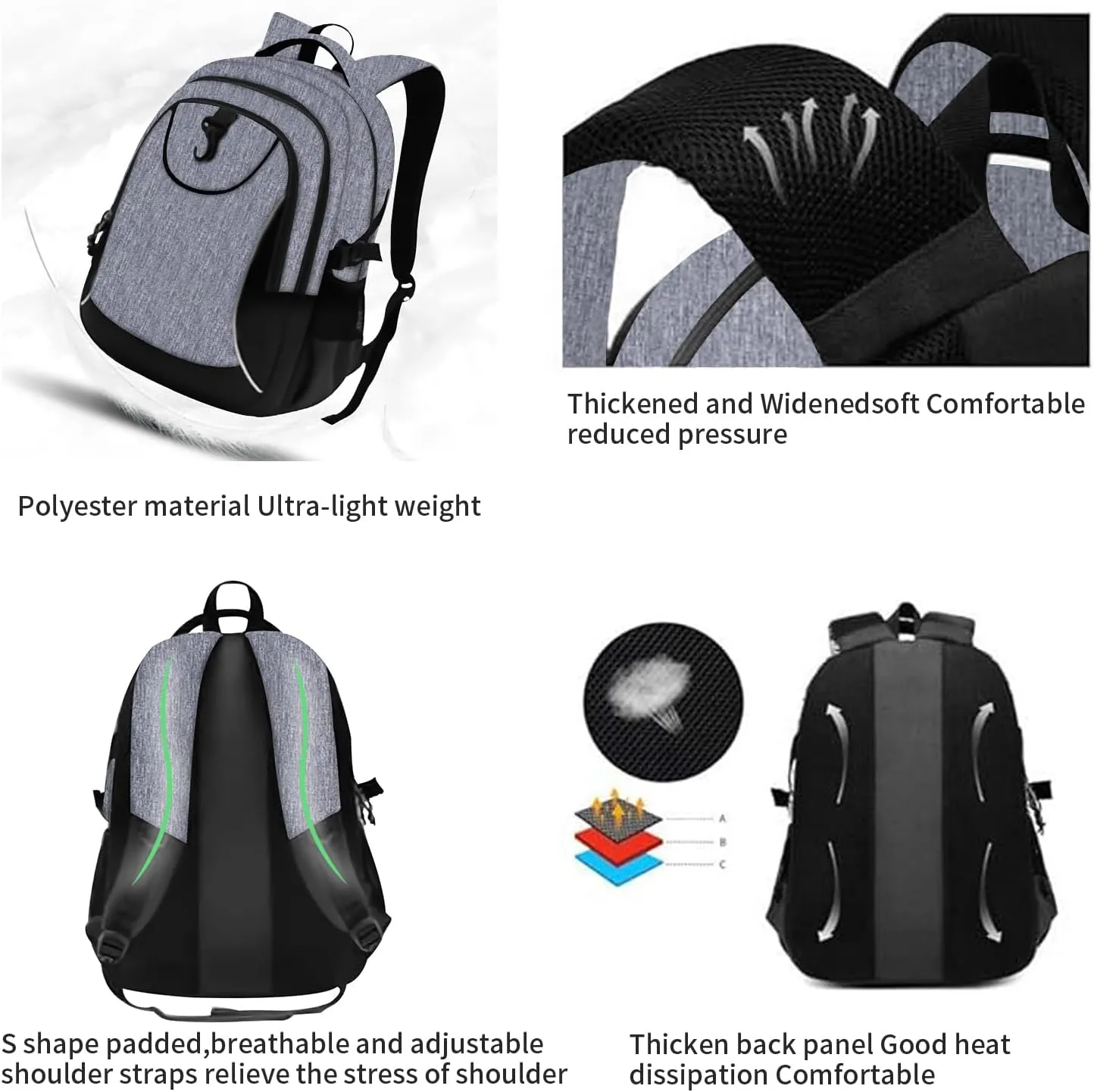 rickyh style School Backpack Travel Bag for Men & Women Lightweight College Back Pack with Laptop Compartmen
