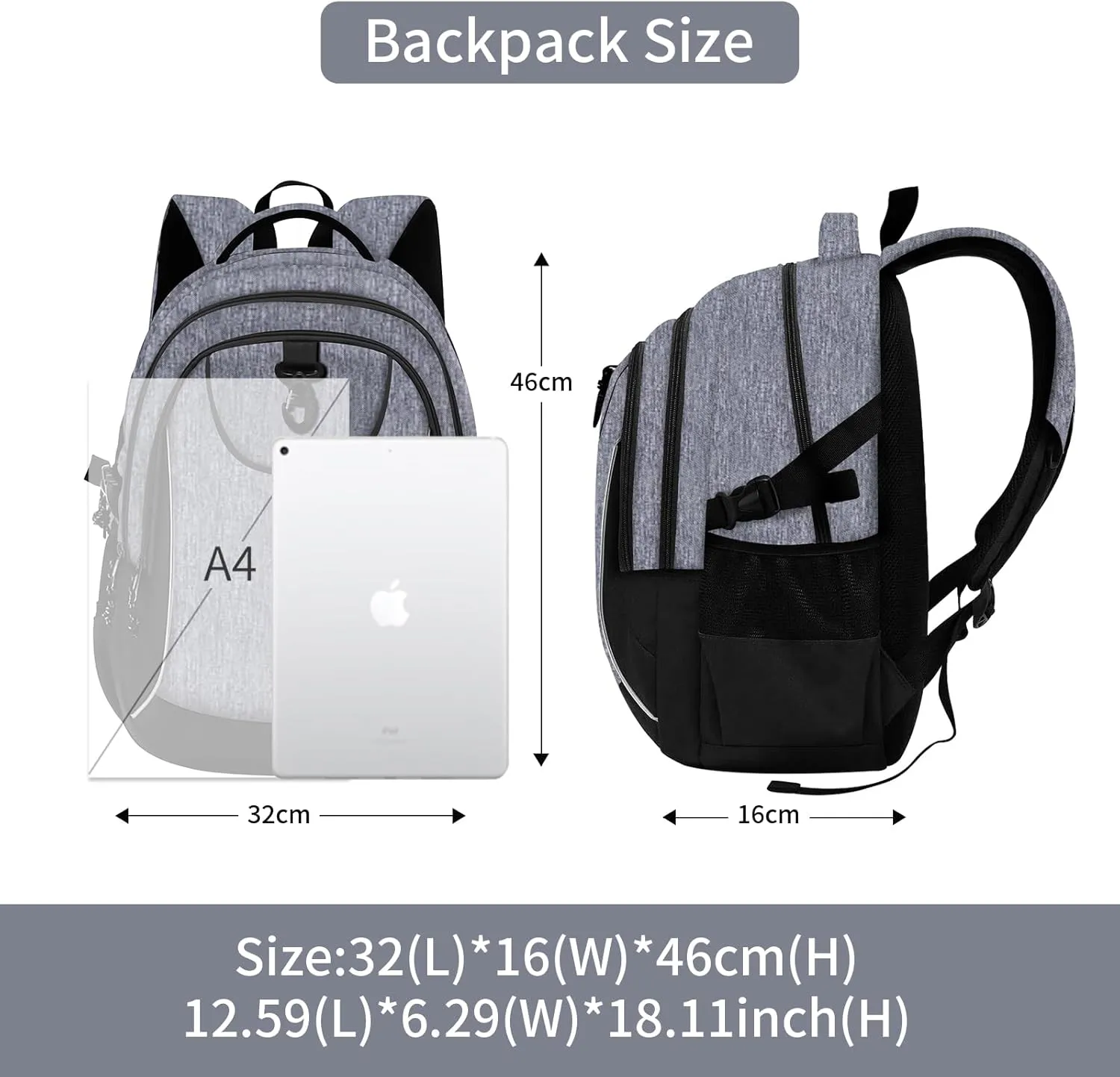 rickyh style School Backpack Travel Bag for Men & Women Lightweight College Back Pack with Laptop Compartmen