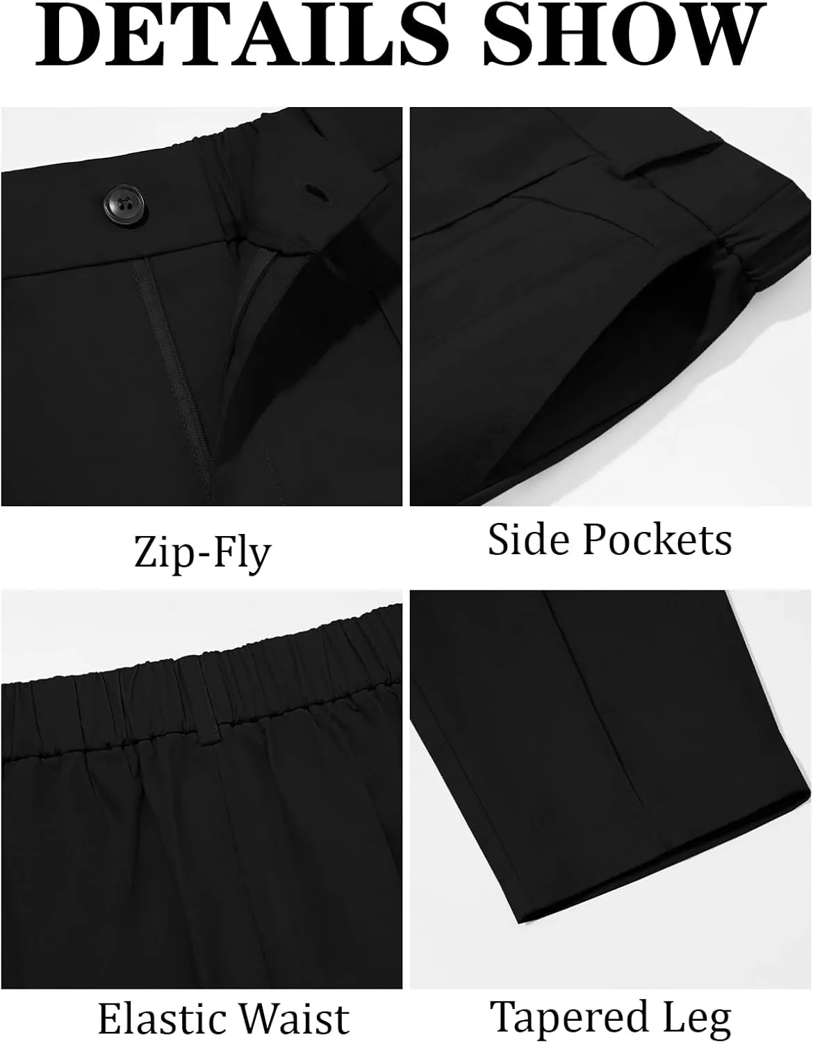 Runcati Mens Slim Fit Dress Pants Chino Casual Elastic Waist Slacks Trousers Skinny Stretch Suit Pants