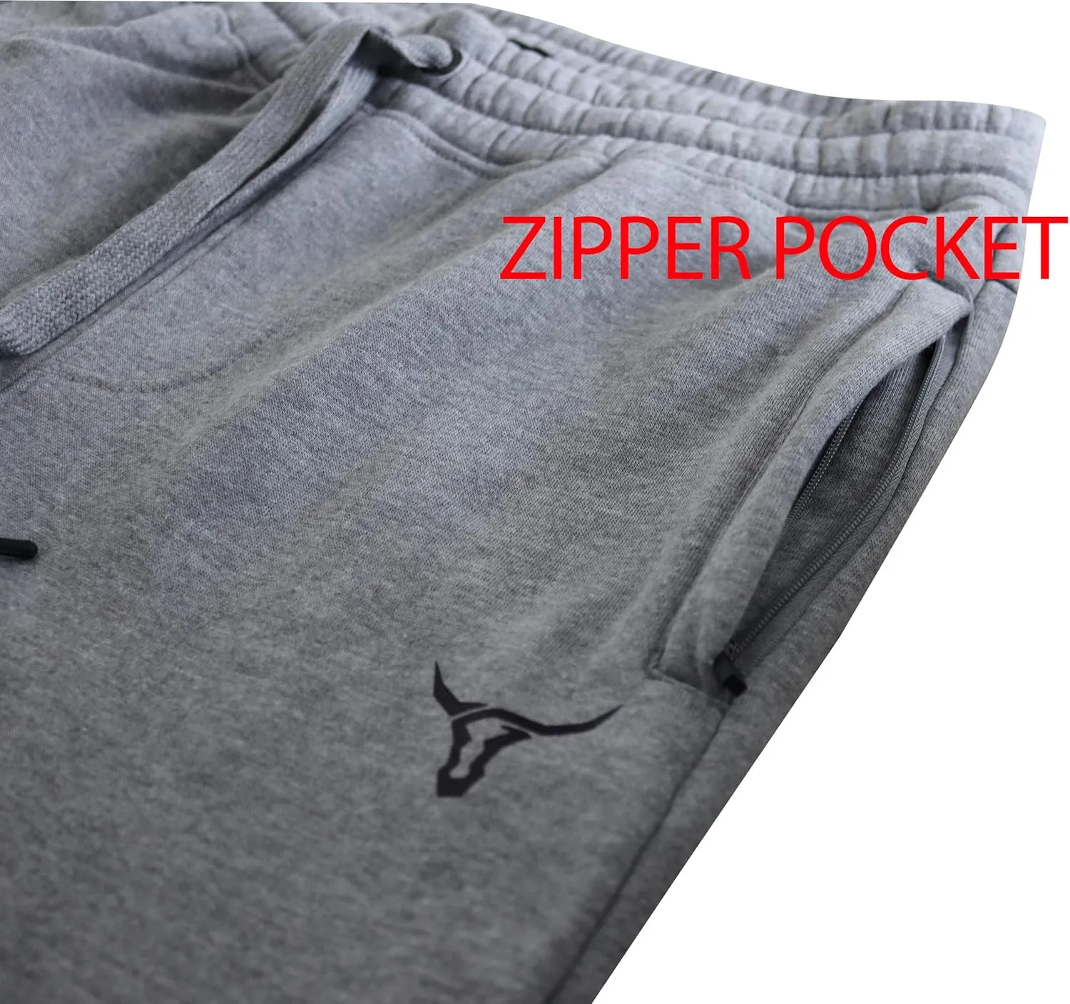 SCREENSHOT Sports Mens Premium Slim Fleece Pants Zipper Pockets - Athletic Jogger Fitness Workout Gym Sweatpants