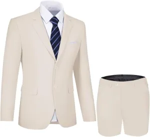 Shorts Suits for Men 2 Piece Slim Fit Two Buttons Tuxedo for Men Prom Party Summer Beach Wedding