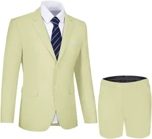 Shorts Suits for Men 2 Piece Slim Fit Two Buttons Tuxedo for Men Prom Party Summer Beach Wedding