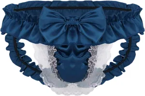 Sissy Pouch Panties Men's Lace Bikini Briefs Lingerie Girlie Underwear Sheer Sexy Frilly G-String Thong