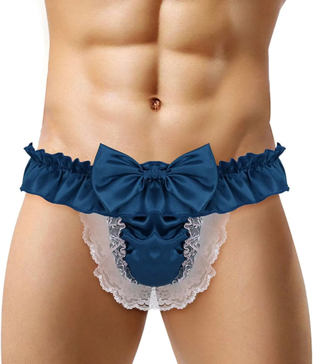Sissy Pouch Panties Men's Lace Bikini Briefs Lingerie Girlie Underwear Sheer Sexy Frilly G-String Thong