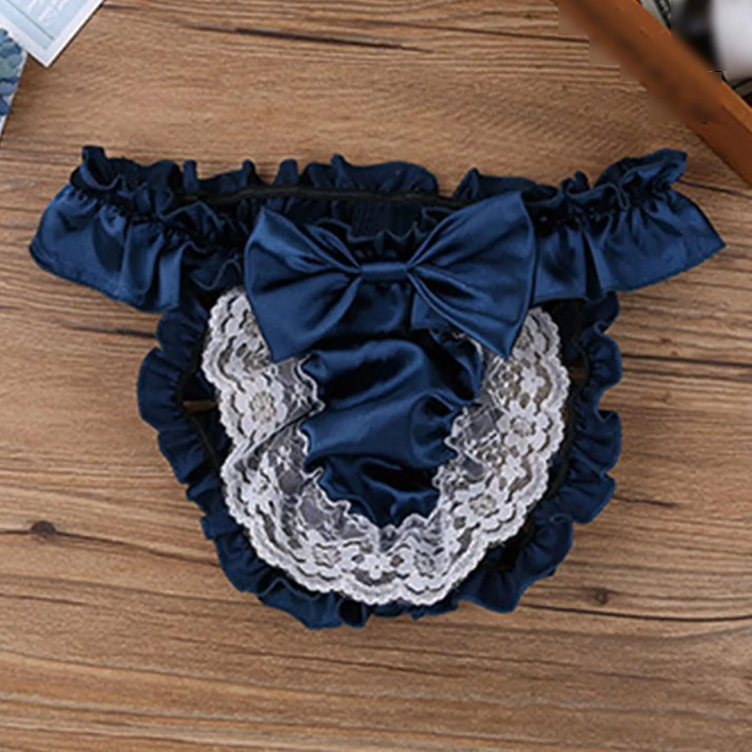 Sissy Pouch Panties Men's Lace Bikini Briefs Lingerie Girlie Underwear Sheer Sexy Frilly G-String Thong