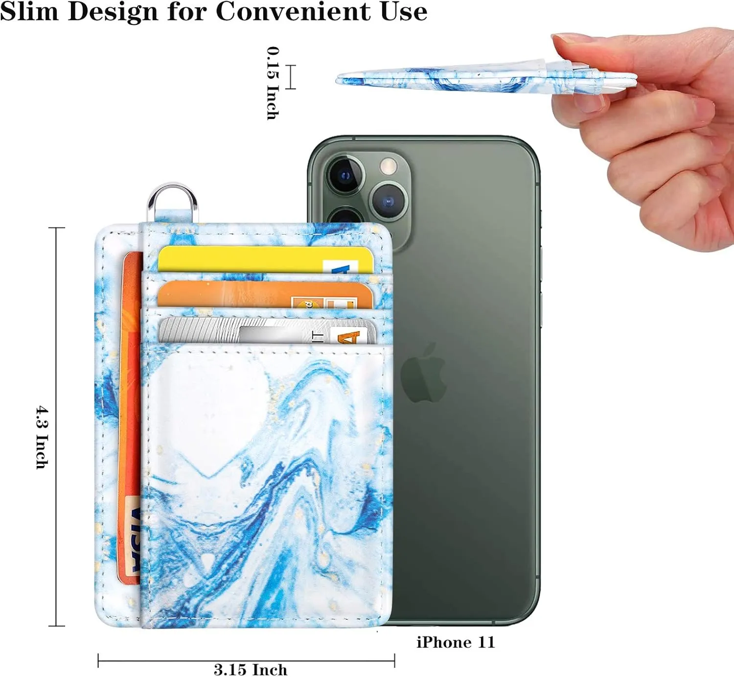 Slim Front Pocket Wallet RFID ID Card Holder Cute Small Wallet with Keychian for Women