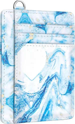 Slim Front Pocket Wallet RFID ID Card Holder Cute Small Wallet with Keychian for Women