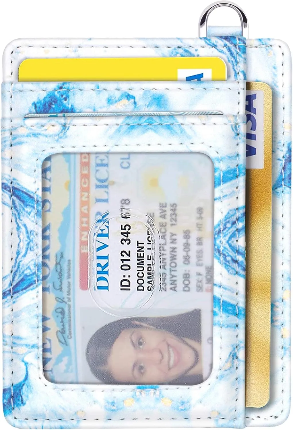 Slim Front Pocket Wallet RFID ID Card Holder Cute Small Wallet with Keychian for Women