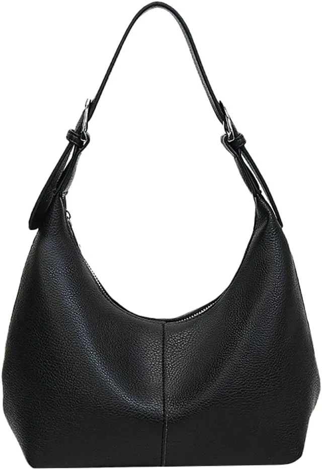 Slouchy Crescent Shoulder Bags for Women Cute PU Leather Hobo Handbag Adjustable Strap Trendy Underarm Tote Purses Clutch