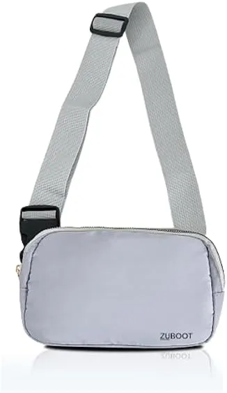Small Sling Belt Bag  Lightweight Fanny Pack and Crossbody Waist Bag for Women & Men  Compact Travel Sling, Everyday Hiking or Workout Waist Pack (Grey)