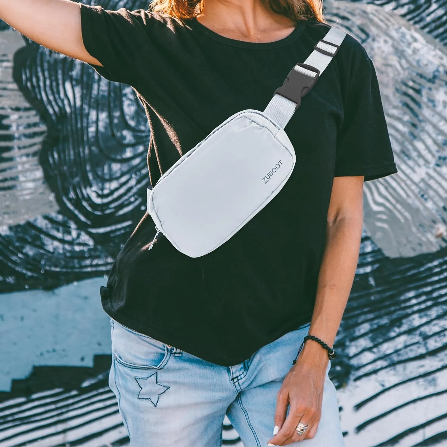 Small Sling Belt Bag  Lightweight Fanny Pack and Crossbody Waist Bag for Women & Men  Compact Travel Sling, Everyday Hiking or Workout Waist Pack (Grey)
