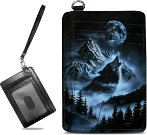 Small Travel Wallets, Abstract Lone Wolf Slim Minimalist Front Pocket Wallet with Wristlet, RFID Blocking PU Leather Credit Card Holder with ID Window Change Purse for Men Women