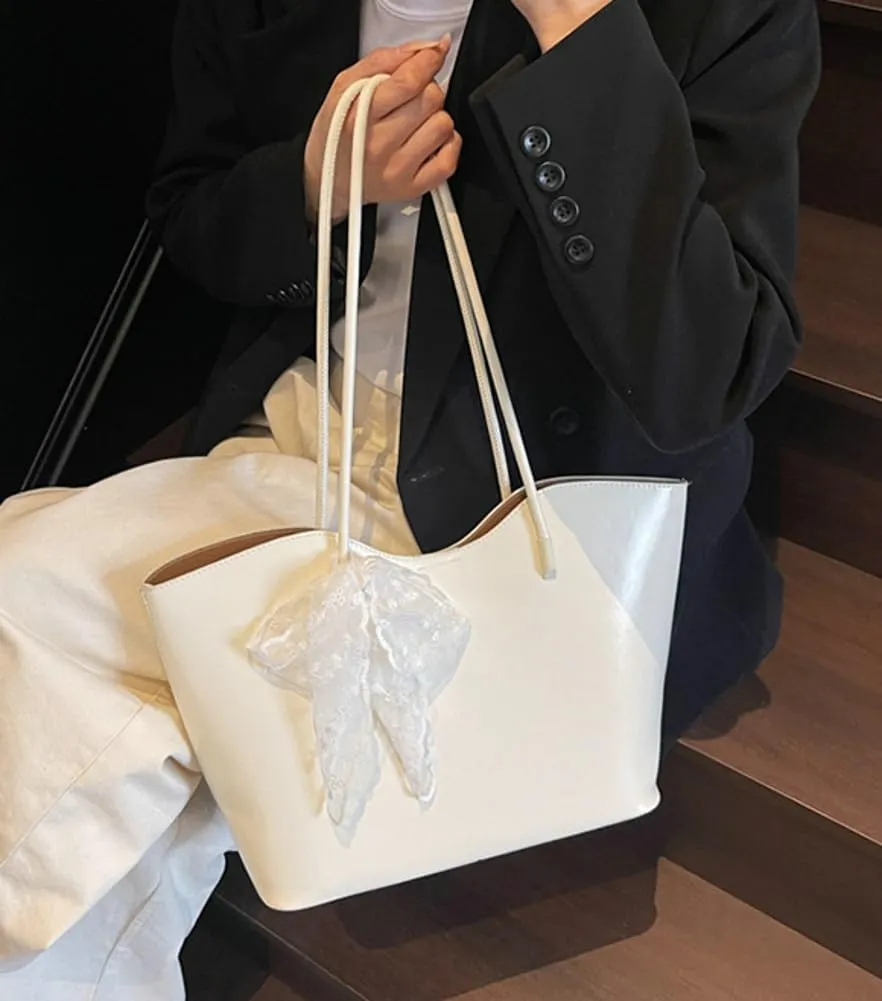 Soft PU Leather Tote Bag for Women Casual Hobo Handbags with 2PCS Shoulder Work Bag Travel Purse