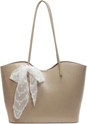 Soft PU Leather Tote Bag for Women Casual Hobo Handbags with 2PCS Shoulder Work Bag Travel Purse