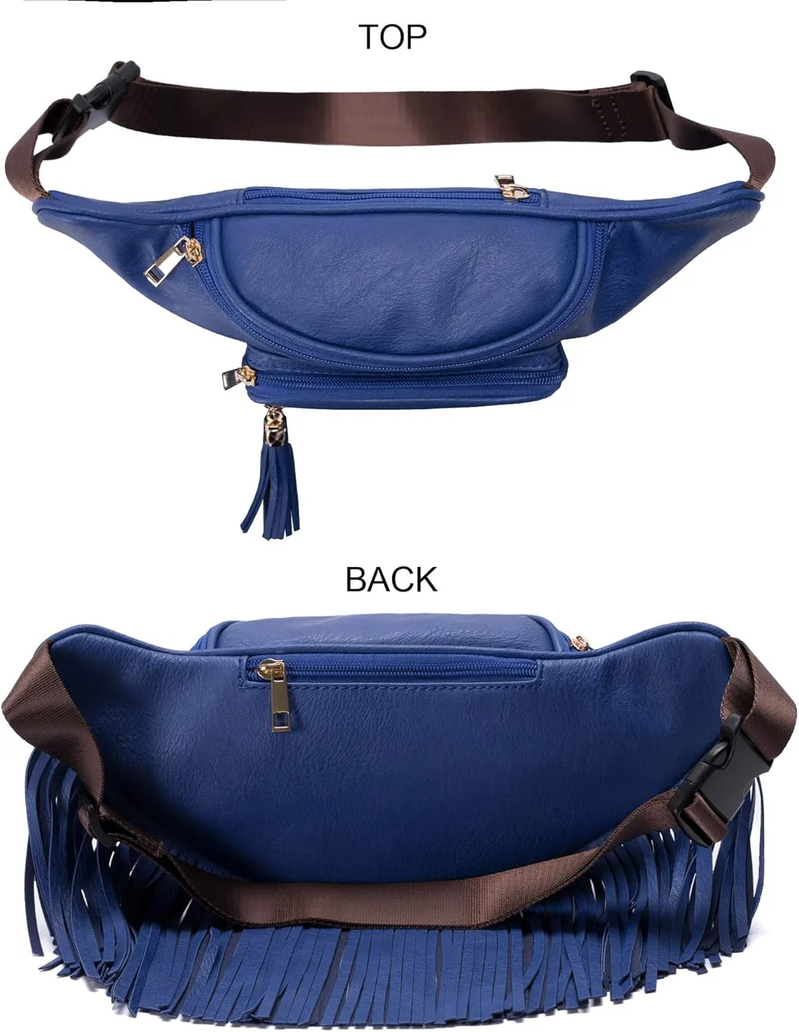 Solene Fringe Waist bag for women with Multi Zipper Pockets