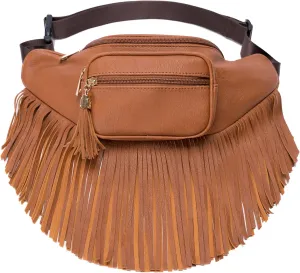 Solene Fringe Waist bag for women with Multi Zipper Pockets
