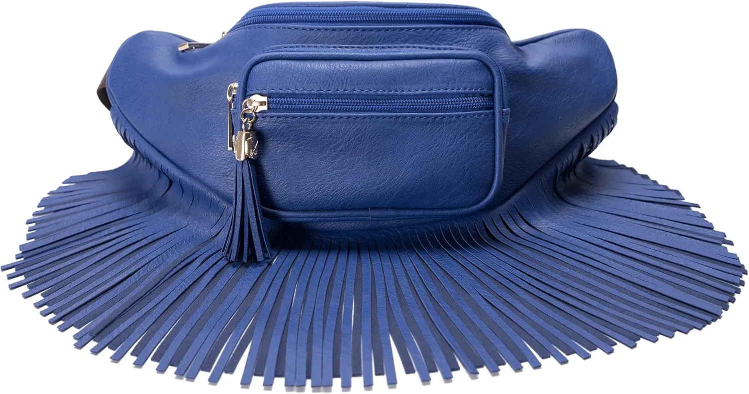 Solene Fringe Waist bag for women with Multi Zipper Pockets