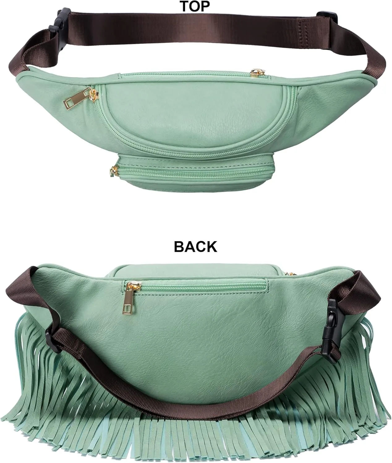 Solene Fringe Waist bag for women with Multi Zipper Pockets