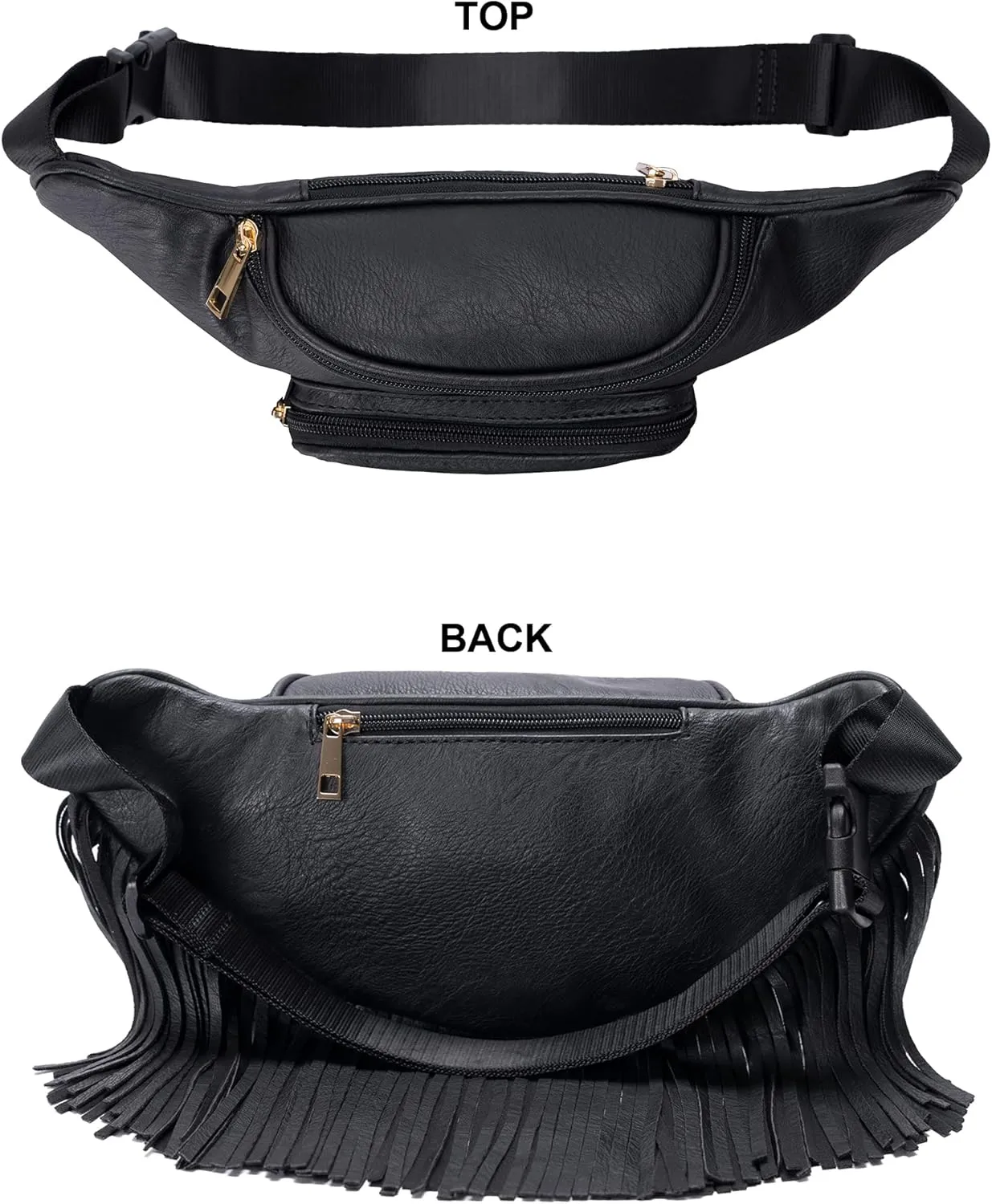 Solene Fringe Waist bag for women with Multi Zipper Pockets