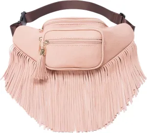 Solene Fringe Waist bag for women with Multi Zipper Pockets