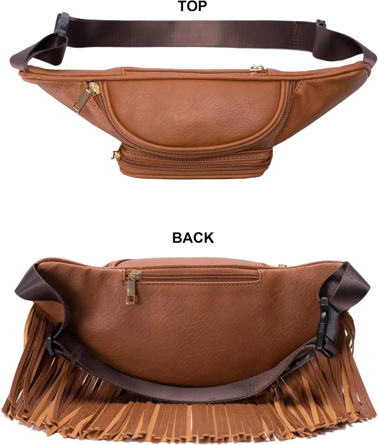 Solene Fringe Waist bag for women with Multi Zipper Pockets