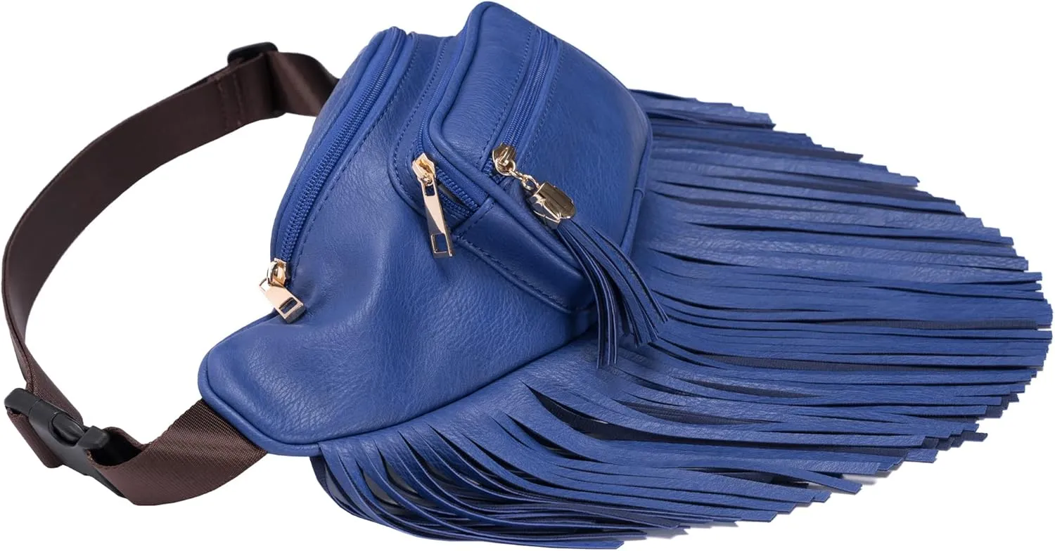 Solene Fringe Waist bag for women with Multi Zipper Pockets