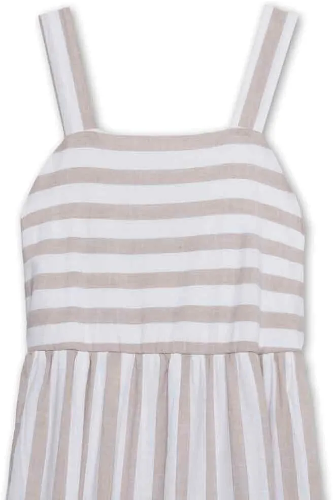 Speechless Girls' Striped Cotton Voile Maxi Dress with Smocked Back