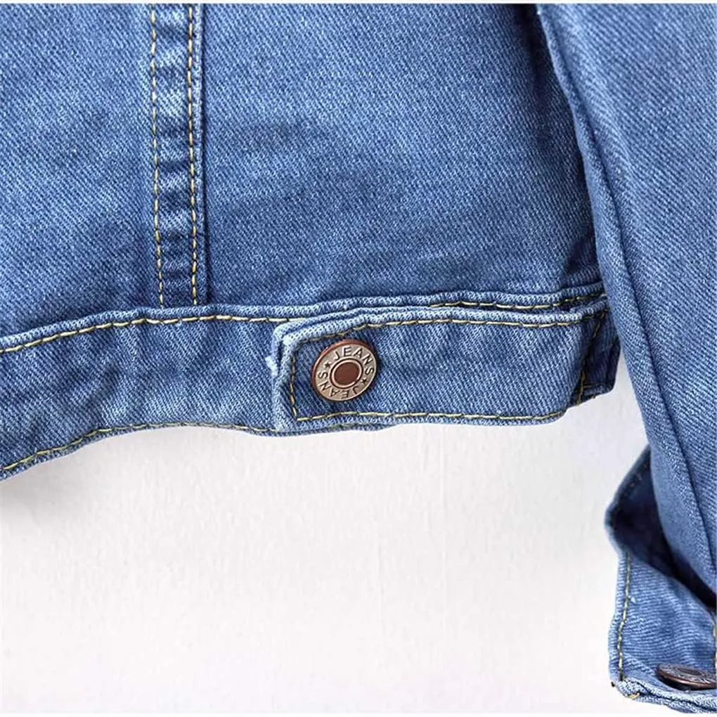 Spring Women Floral Embroidery Crop Denim Jacket Pearl Bead Short Girls Slim Fit Beading Jean Coat