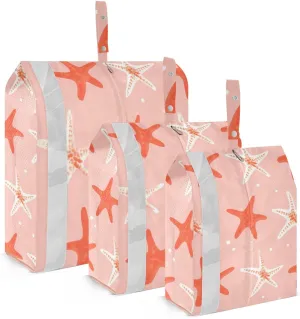 Starfish Orange White Packing Cubes for Suitcases 3 Set Compression Expandable Luggage Packing Organizers for Carry on Suitcase Travel Accessories Luggage Organizer Bags Set