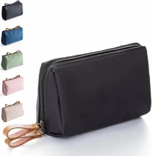 Strealinem Travel Makeup Pouch for Women, Easy storage carry-on items, Minimalist Travel Cosmetic Pouch Portable Clutch Women and Girls, Streamline Makeup Bag (Black, Large)
