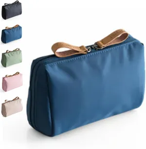 Strealinem Travel Makeup Pouch for Women, Easy storage carry-on items, Minimalist Travel Cosmetic Pouch Portable Clutch Women and Girls, Streamline Makeup Bag (Blue, Large)