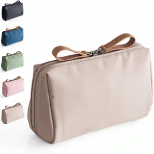Strealinem Travel Makeup Pouch for Women, Easy storage carry-on items, Minimalist Travel Cosmetic Pouch Portable Clutch Women and Girls, Streamline Makeup Bag (Khaki, Large)