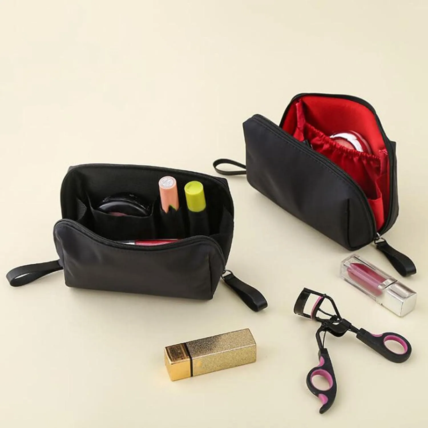 Strealinem Travel Makeup Pouch for Women, Easy storage carry-on items, Minimalist Travel Cosmetic Pouch Portable Clutch Women and Girls, Streamline Makeup Bag (Khaki, Large)