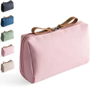 Strealinem Travel Makeup Pouch for Women, Easy storage carry-on items, Minimalist Travel Cosmetic Pouch Portable Clutch Women and Girls, Streamline Makeup Bag (Pink, Large)