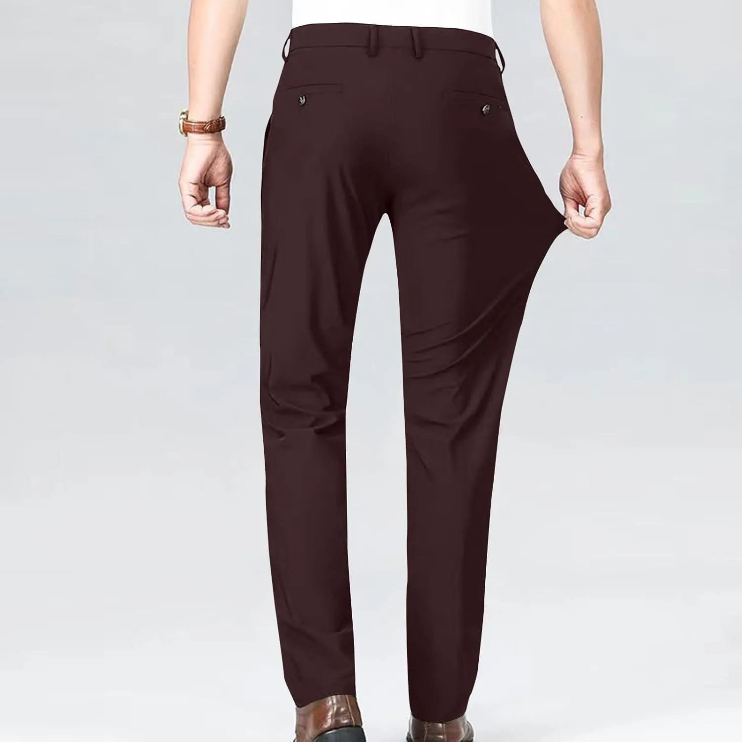 Stretch Dress Pants for Men Wrinkle-Resistant Slim Fit Pants Expandable Waist Casual Dress Pants Athletic Golf Pants
