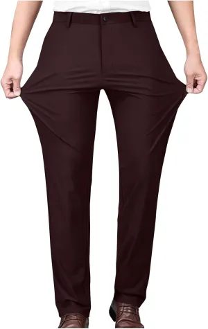 Stretch Dress Pants for Men Wrinkle-Resistant Slim Fit Pants Expandable Waist Casual Dress Pants Athletic Golf Pants
