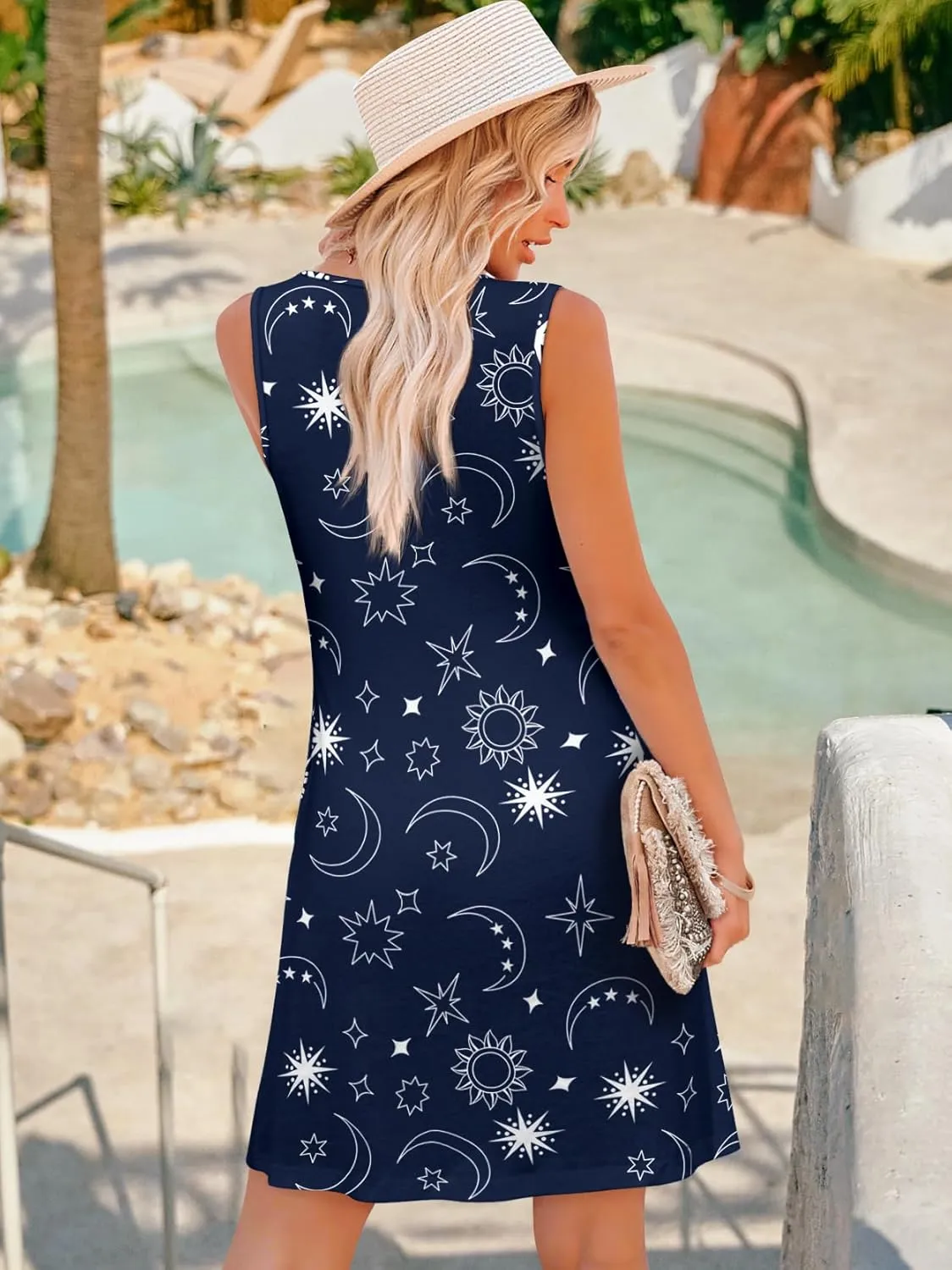 Summer Dresses for Women 2025 Sleeveless Floral Boho Swimsuit Cover Ups Casual Button Beach Vacation Tank Sundresses