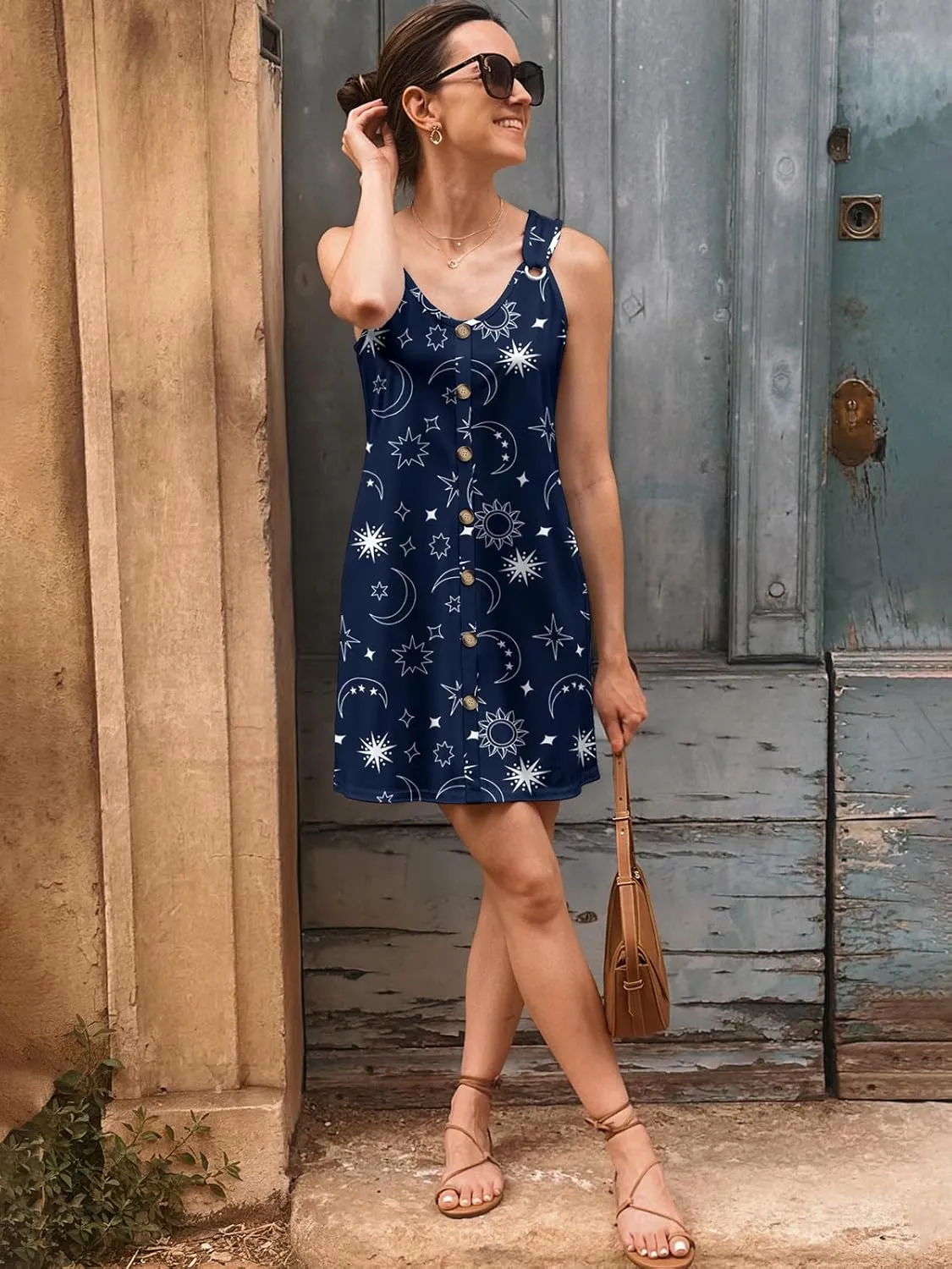 Summer Dresses for Women 2025 Sleeveless Floral Boho Swimsuit Cover Ups Casual Button Beach Vacation Tank Sundresses