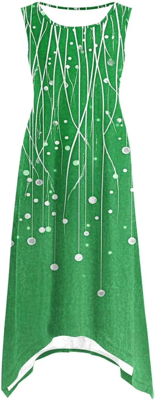 Summer Wedding Guest Dresses for Women Sleevless Floral Loose Dress Ruffle Hem V Neck Dress Holiday Vacation Outfits