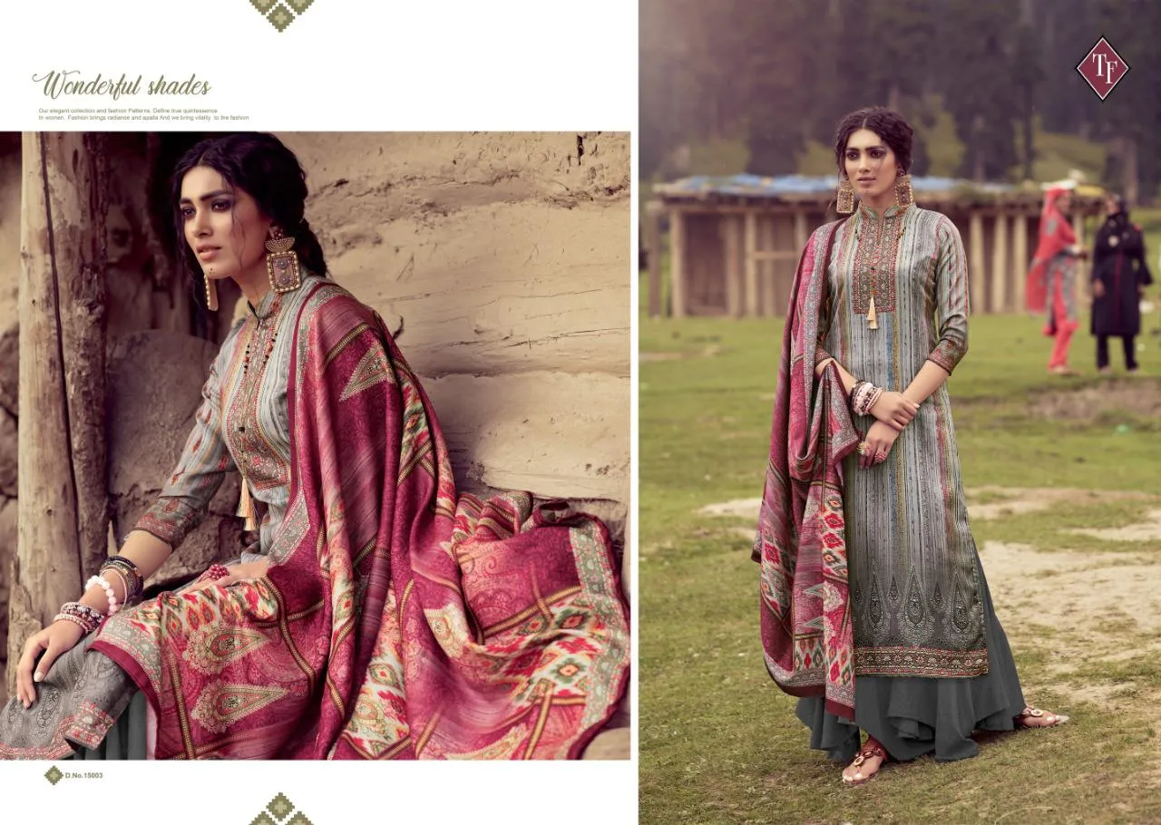 Tanishk Fashion Launched Uzma Pure Pashmina Printed Heavy Fancy Designer Salwar Kameez Collection