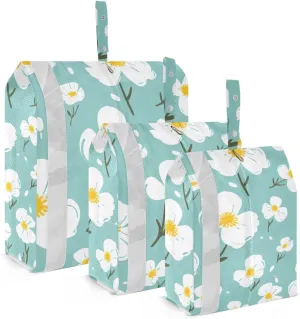 Teal Floral Flower Packing Cubes for Suitcases 3 Set Expandable Compression Luggage Packing Organizers for Carry on Suitcase Travel Essentials Luggage Organizer Bags Set
