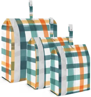 Teal Yellow Plaid Packing Cubes for Suitcases 3 Set Compression Lightweight Luggage Packing Organizers for Carry on Suitcase Travel Accessories Luggage Organizer Bags Set