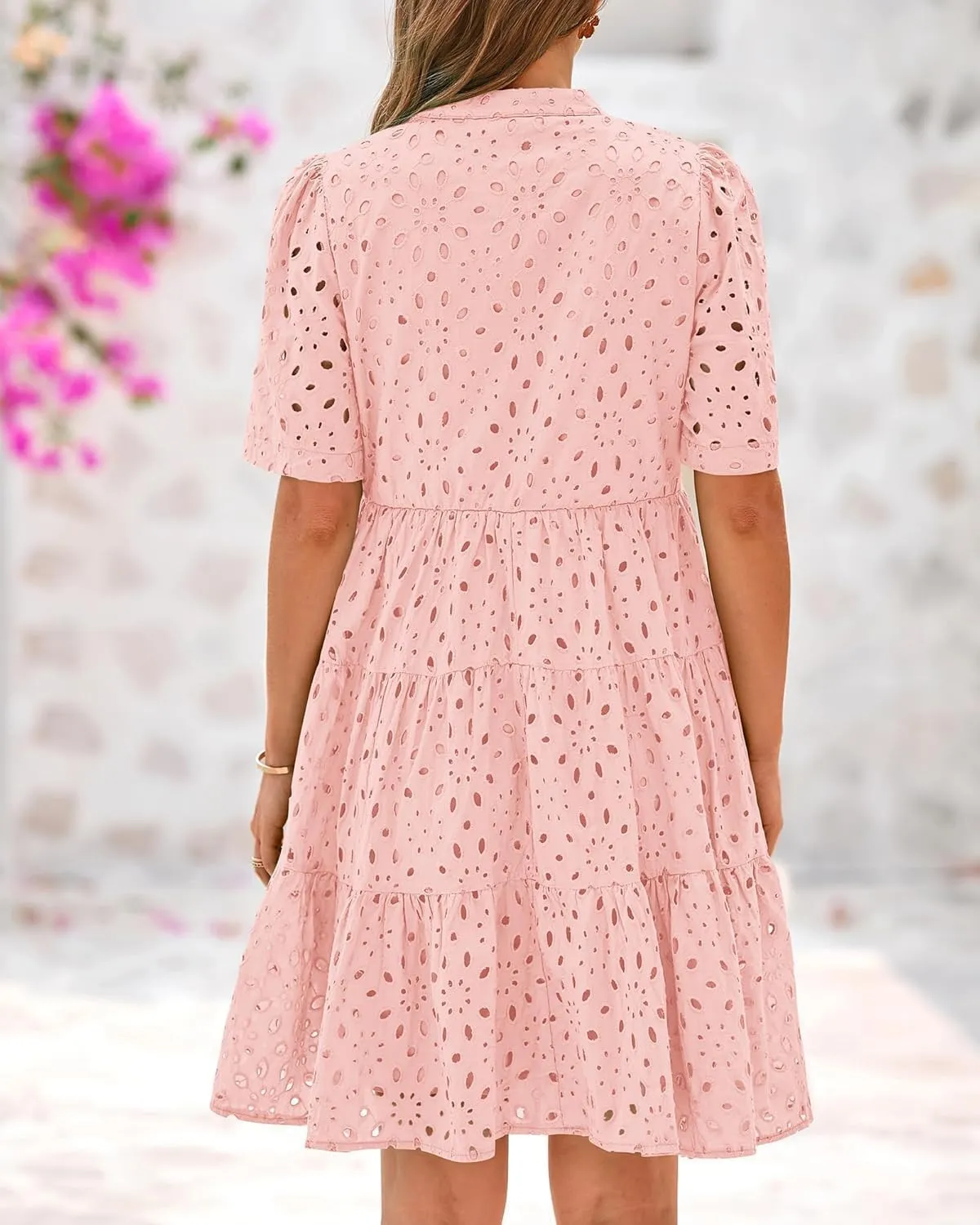 The Beauty North Eyelet Dress, Elegant Dresses for Women,Summer Ruffle Hem Floral Lace Eyeletsdresses